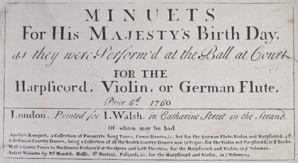 Minuets for His Majesty's birthday (London, 1760), CCC.66.1