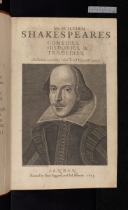 Title page of the first folio edition of the plays of Shakespeare