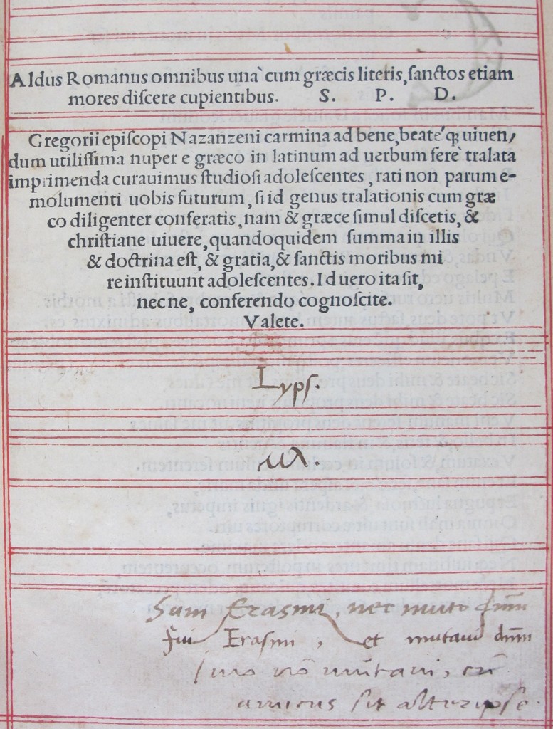 Title page with Erasmus' inscription