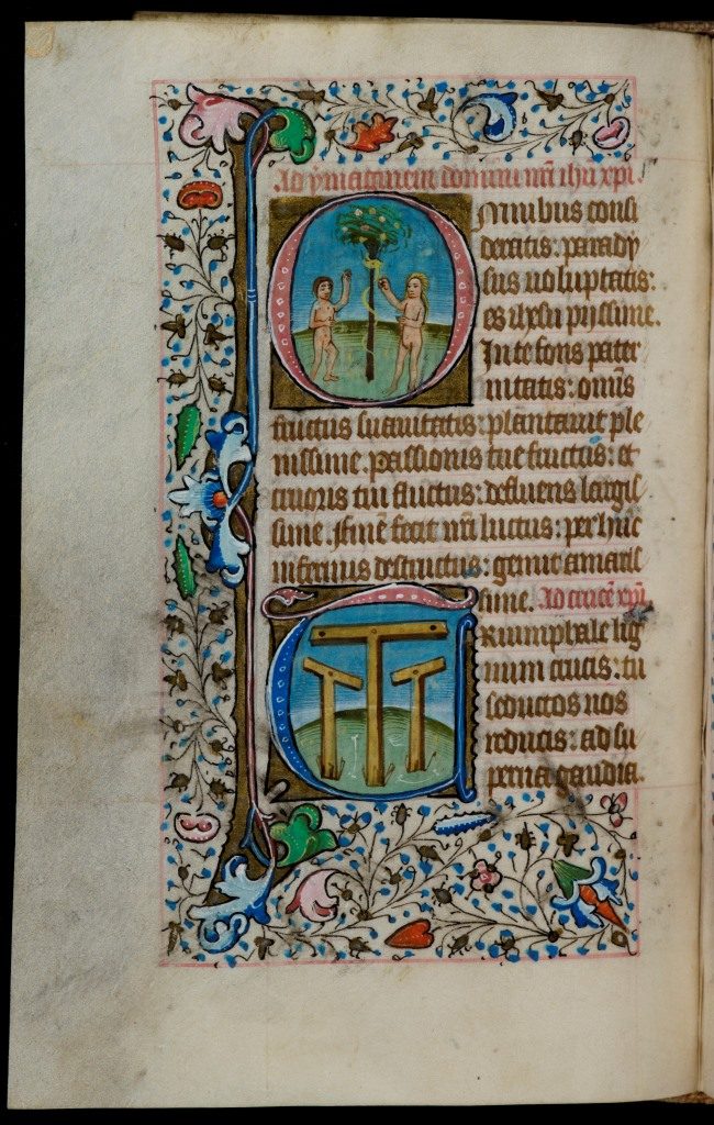 CUL MS Ii.6.14, fol. 86v, showing signs of wear from handling in the outer margin