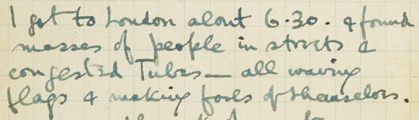 Sassoon's journal entry for Armistice Day
